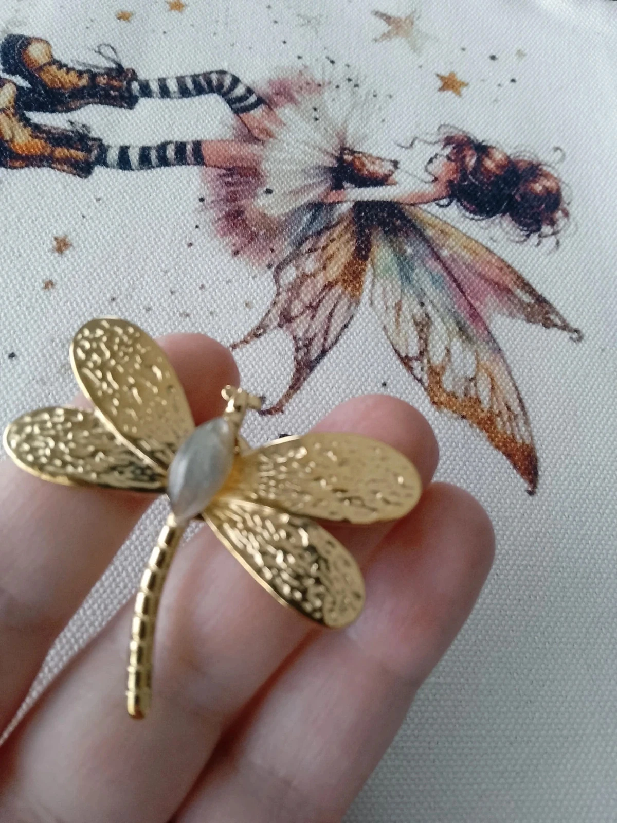 Gouden libelbroche met labradoriet steen – photo 2